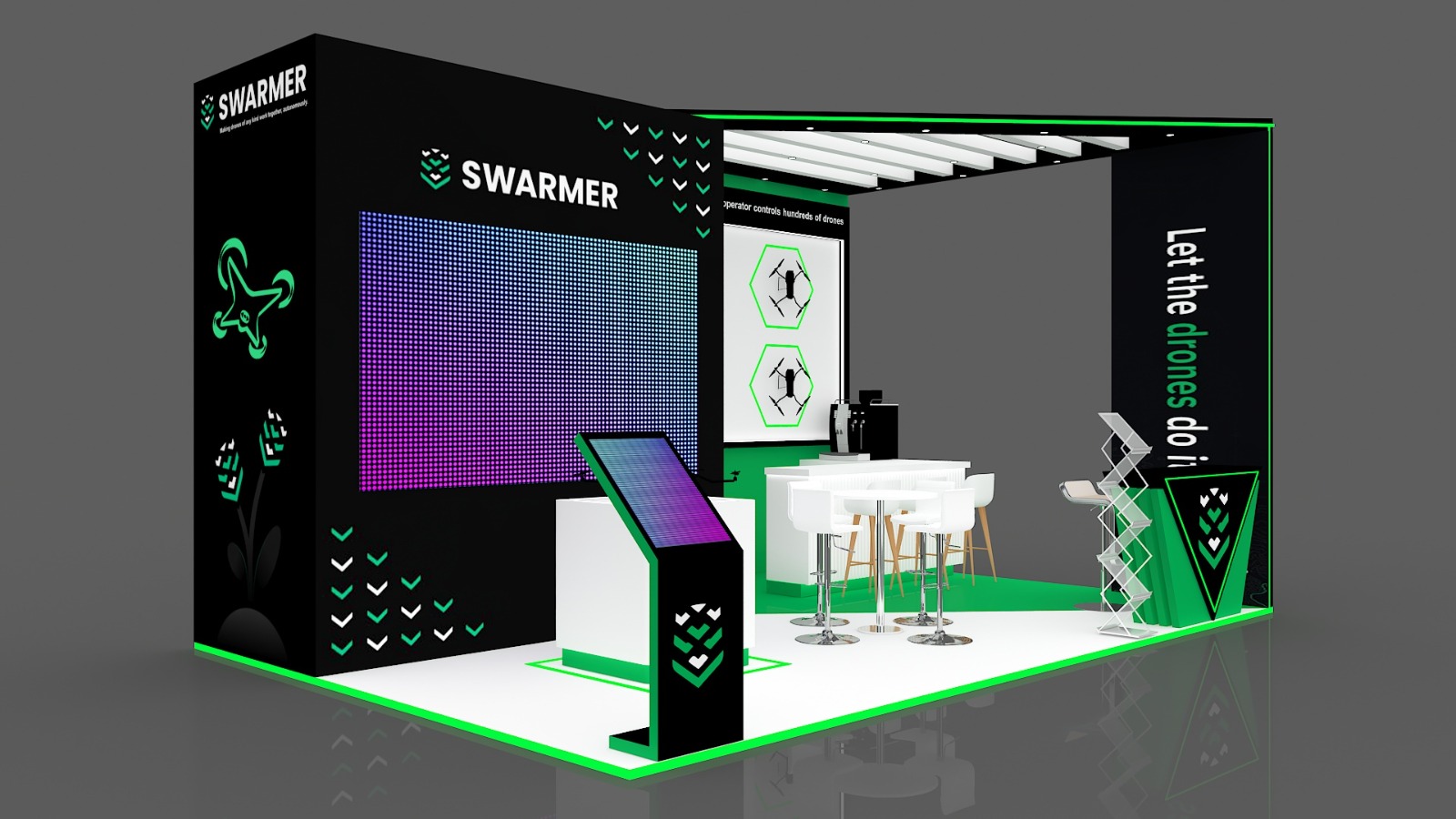 Swarmer Autonomous Drones 3D Exhibition Stall
